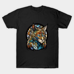 Lynx Animal Portrait Stained Glass Wildlife Outdoors Adventure T-Shirt